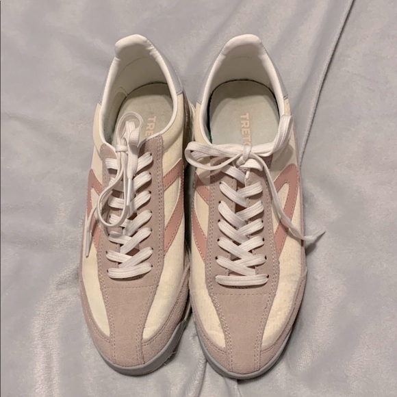 Tretorn Rawlings speckle cream blush pink sneakers trainers low top size 7.5 - Picture 1 of 10